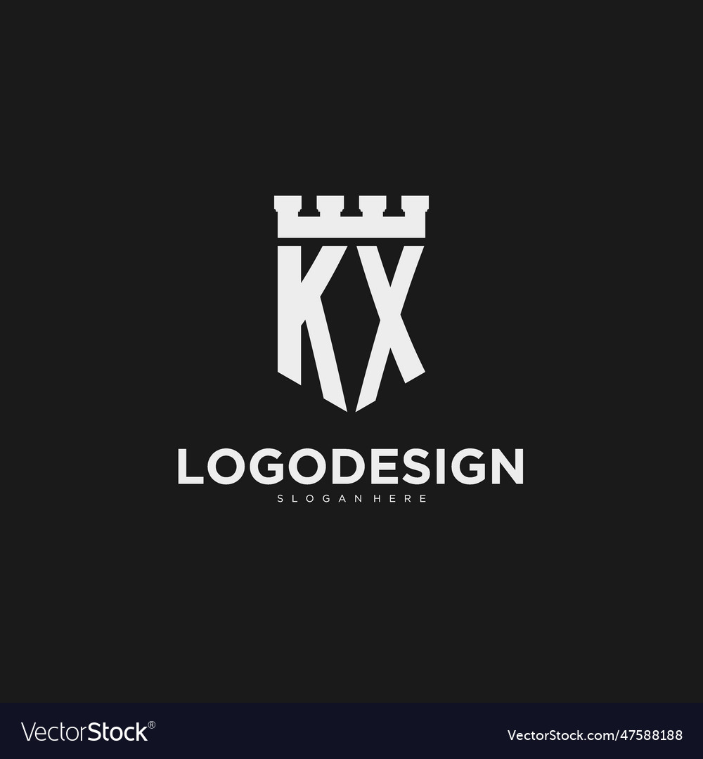 Initials Kx Logo Monogram With Shield Royalty Free Vector