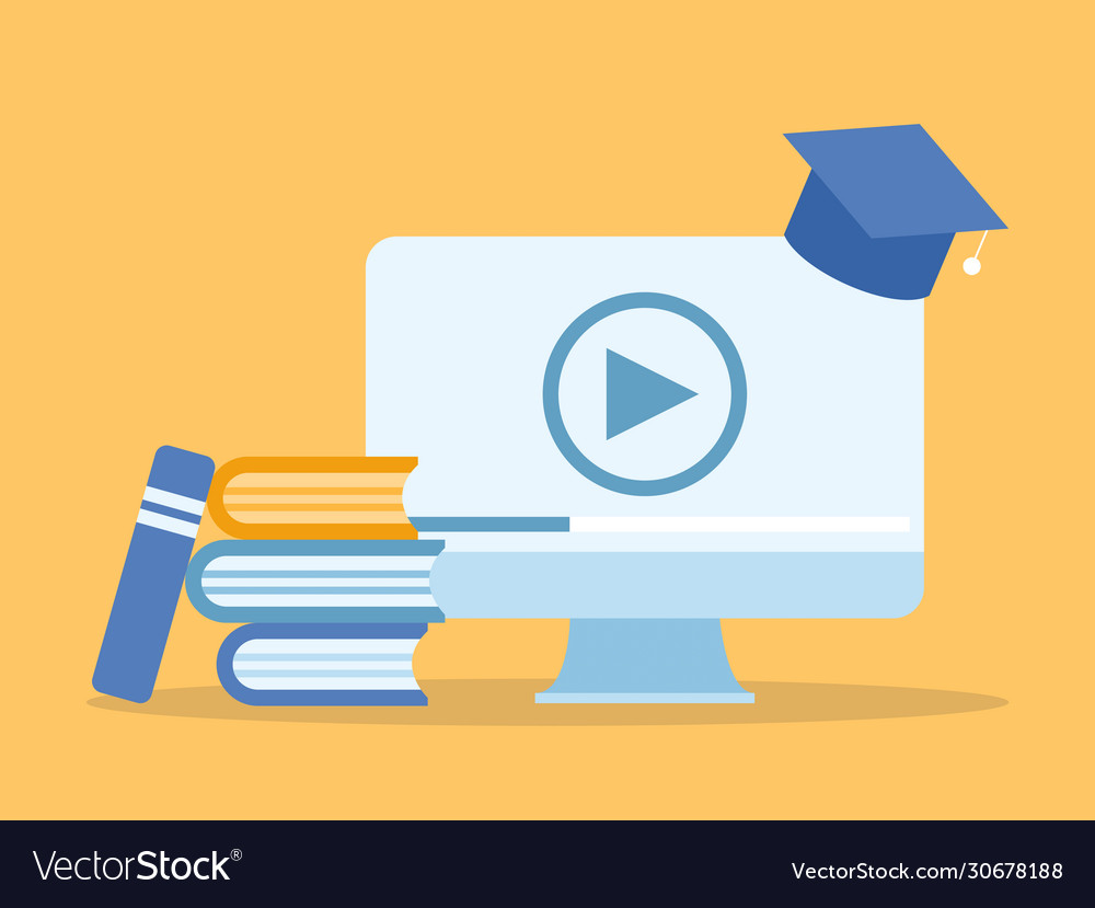Learning online course in computer vector image Learning online course in computer