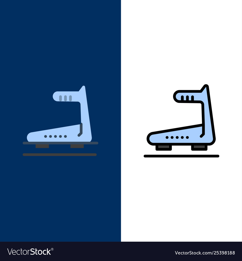 Machine running track treadmill icons flat
