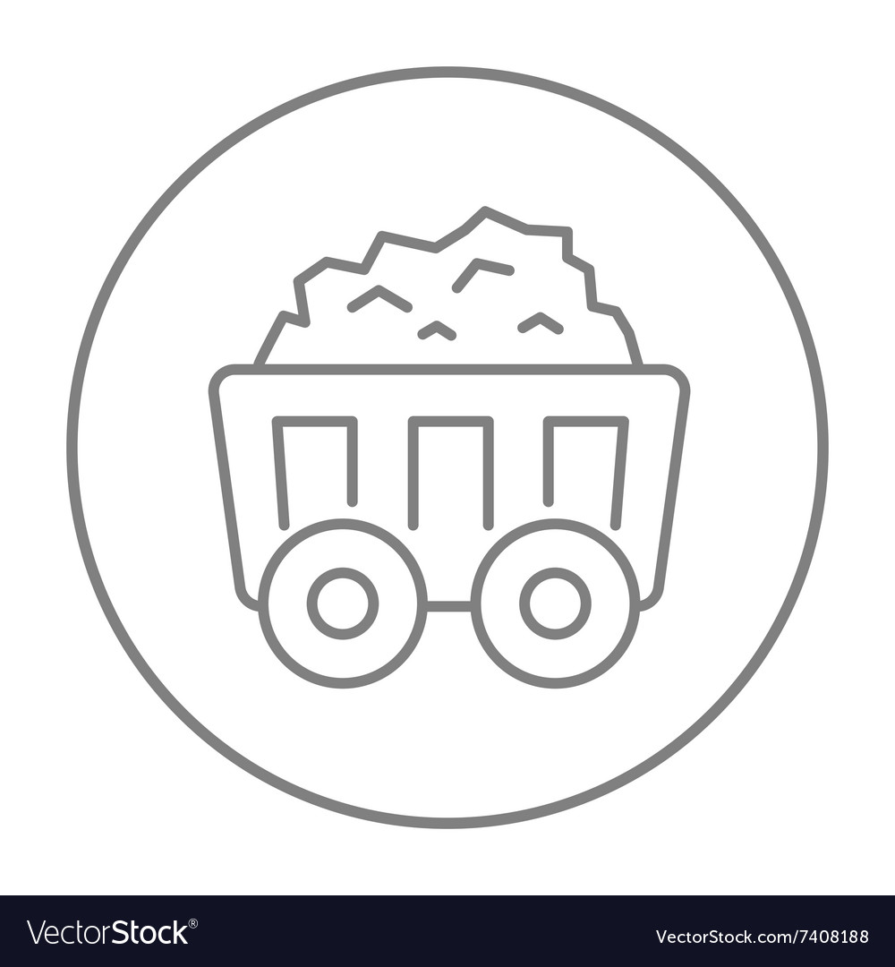 Mining coal cart line icon