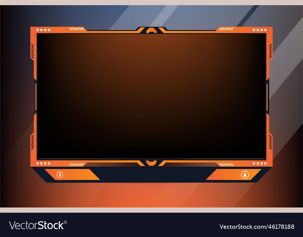 Online gaming screen border with orange and dark Vector Image