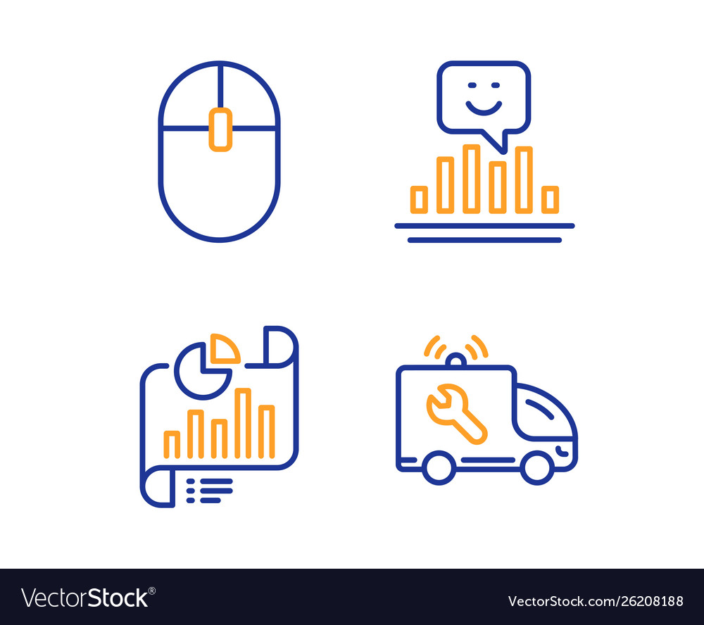 Report document computer mouse and smile icons vector image Report document computer mouse and smile icons