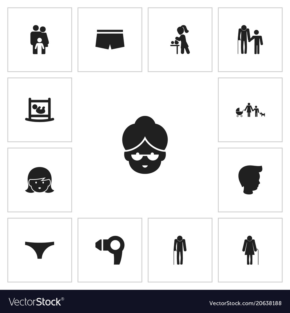 Set of 13 editable kin icons includes symbols vector image Set of 13 editable kin icons includes symbols