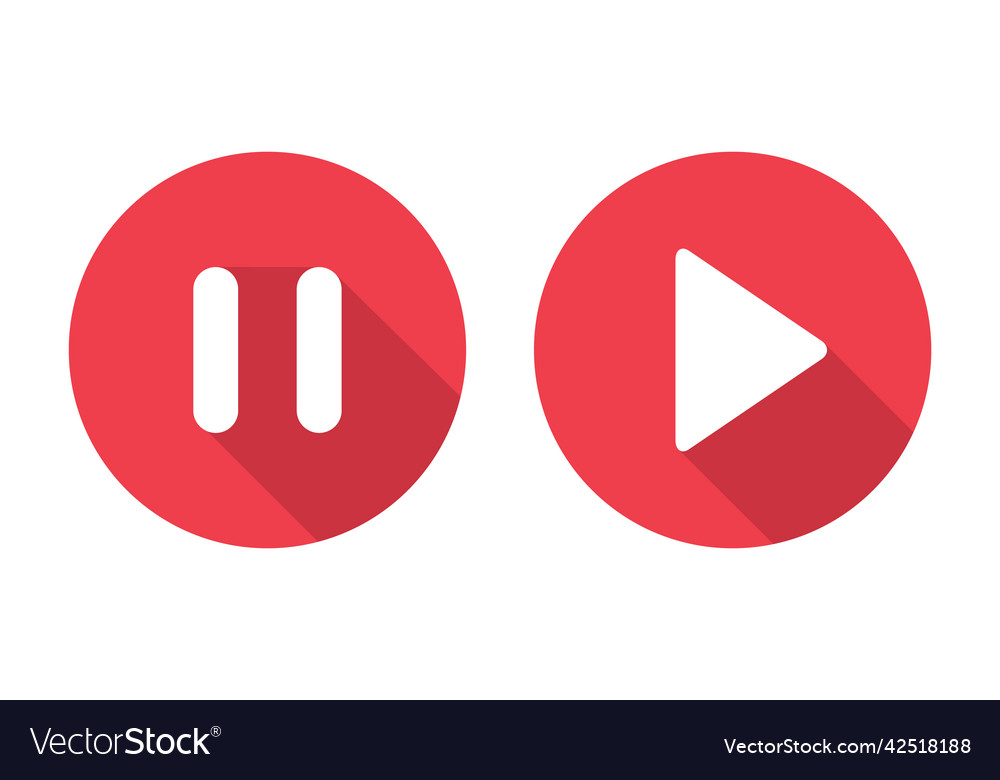 Set of stop pause and play icon interface media vector image Set of stop pause and play icon interface media