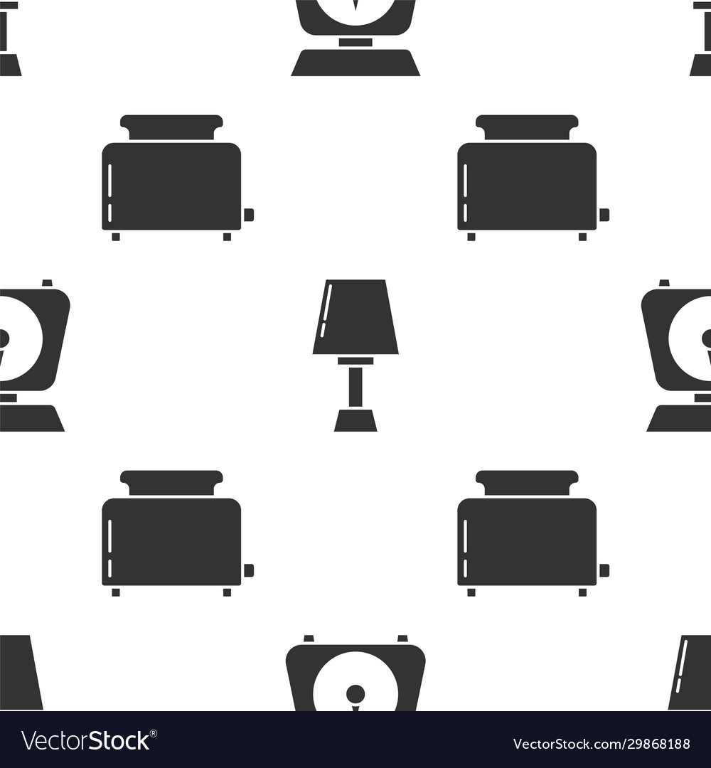 Set scales table lamp and toaster with toasts vector image Set scales table lamp and toaster with toasts