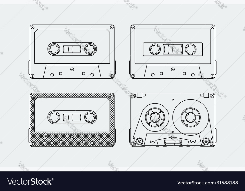 Silhouettes compact cassettes or tapes Royalty Free Vector