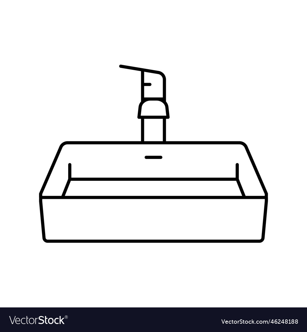 Sink bathroom interior line icon Royalty Free Vector Image