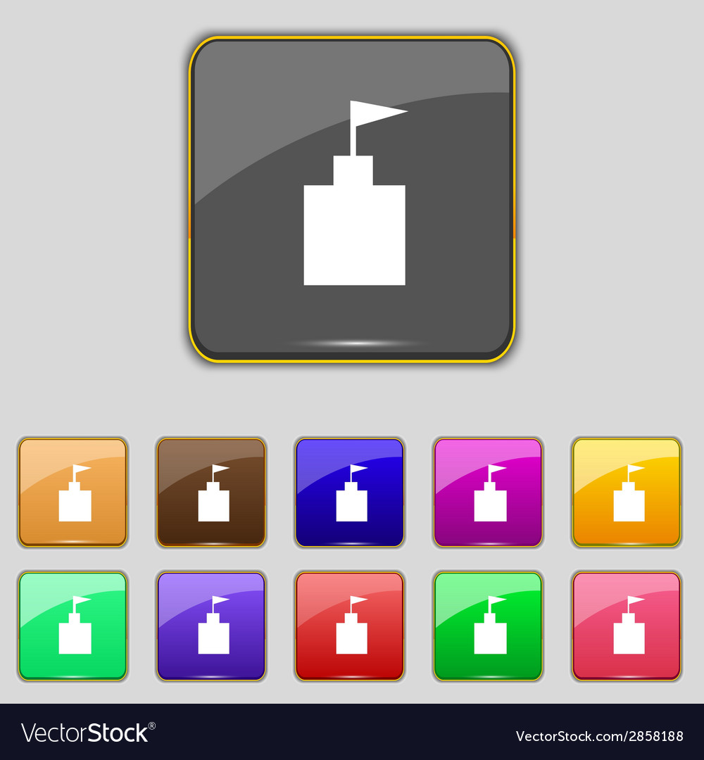 Tower icon set flat modern web colour button