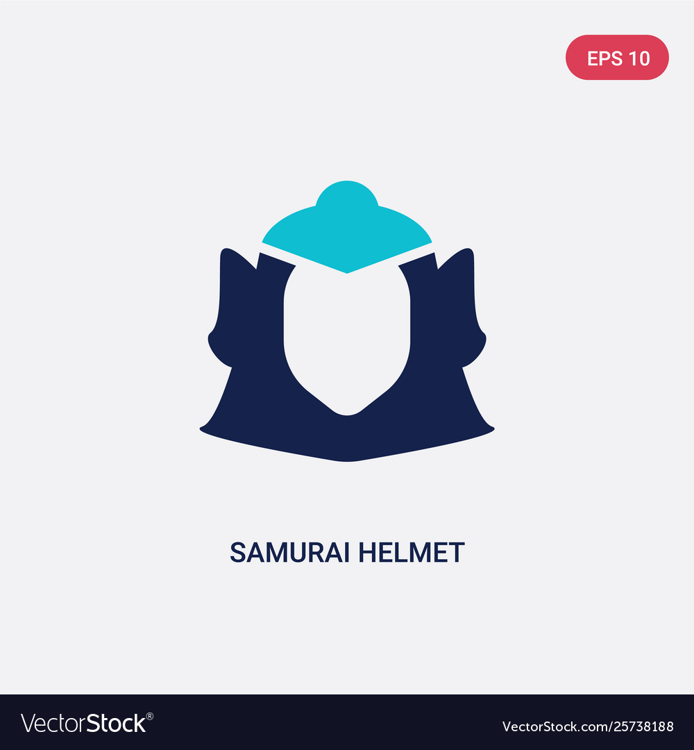 Two color samurai helmet icon from fashion