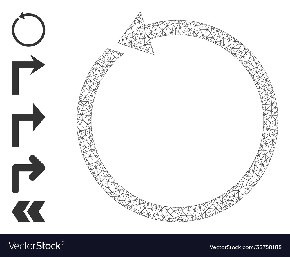 Web mesh rotate ccw icon with simple pictograms vector image Web mesh rotate ccw icon with simple pictograms