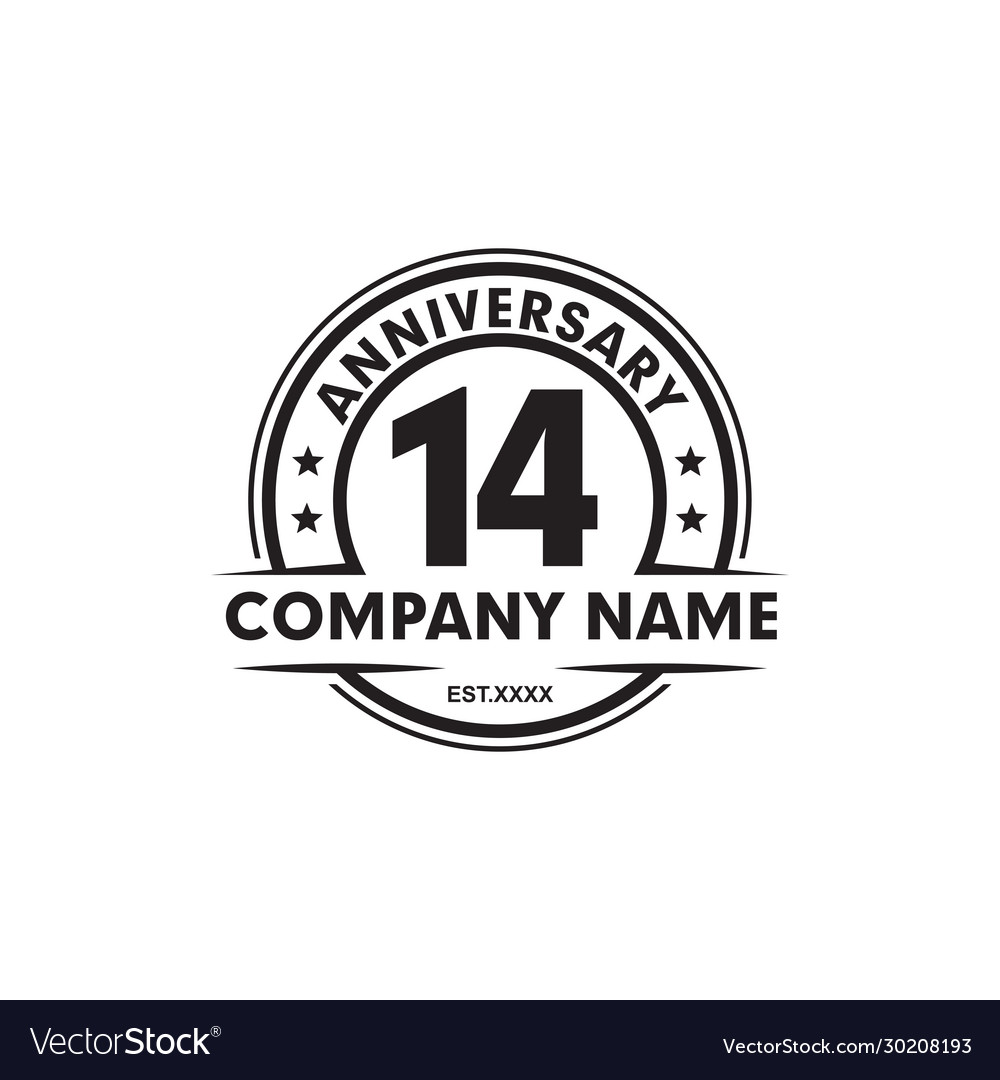 14th year anniversary emblem logo design template Vector Image