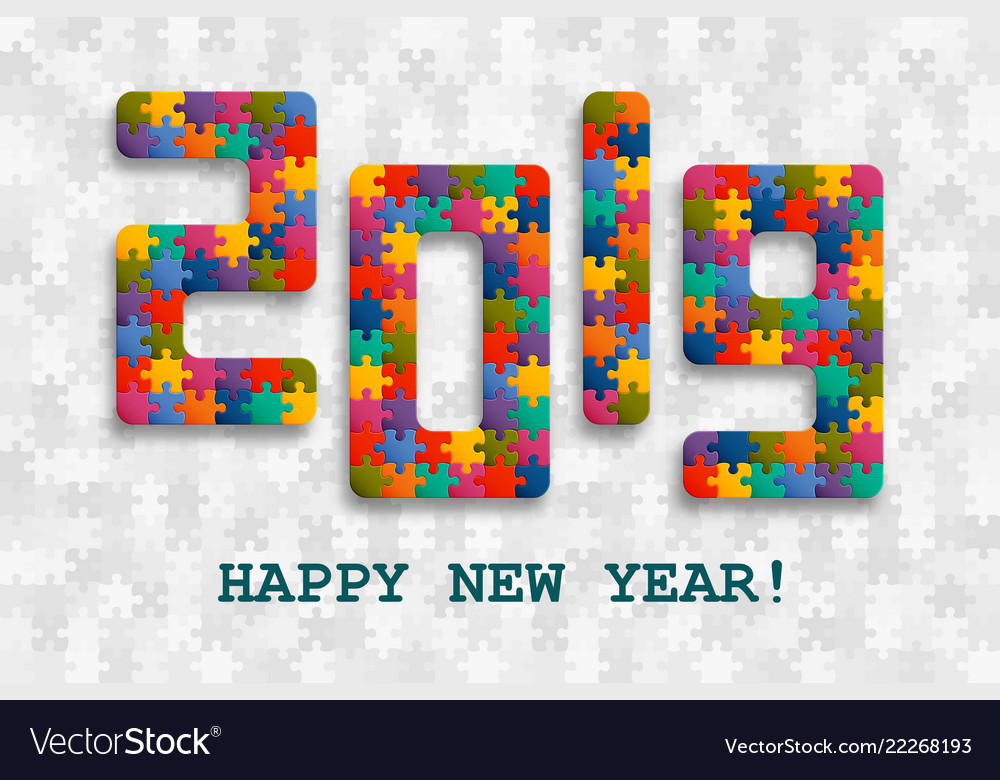 2019 jigsaw puzzle background with many colorful Vector Image 2019 jigsaw puzzle background with many colorful