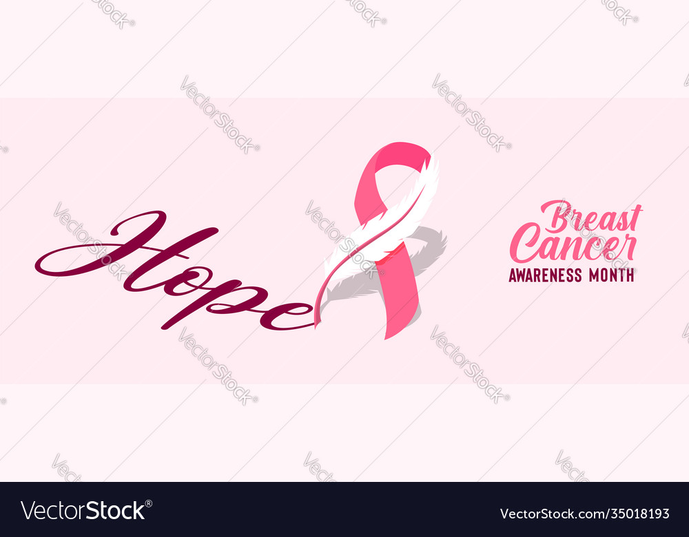 Breast cancer month pink ribbon hope banner Vector Image