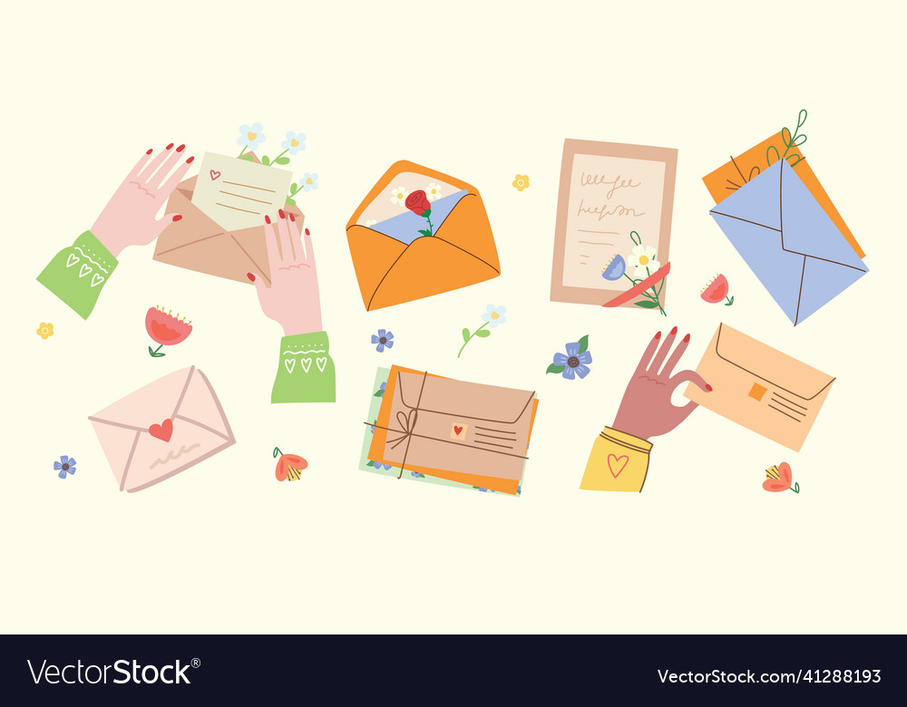 Collection of different envelopes with mail