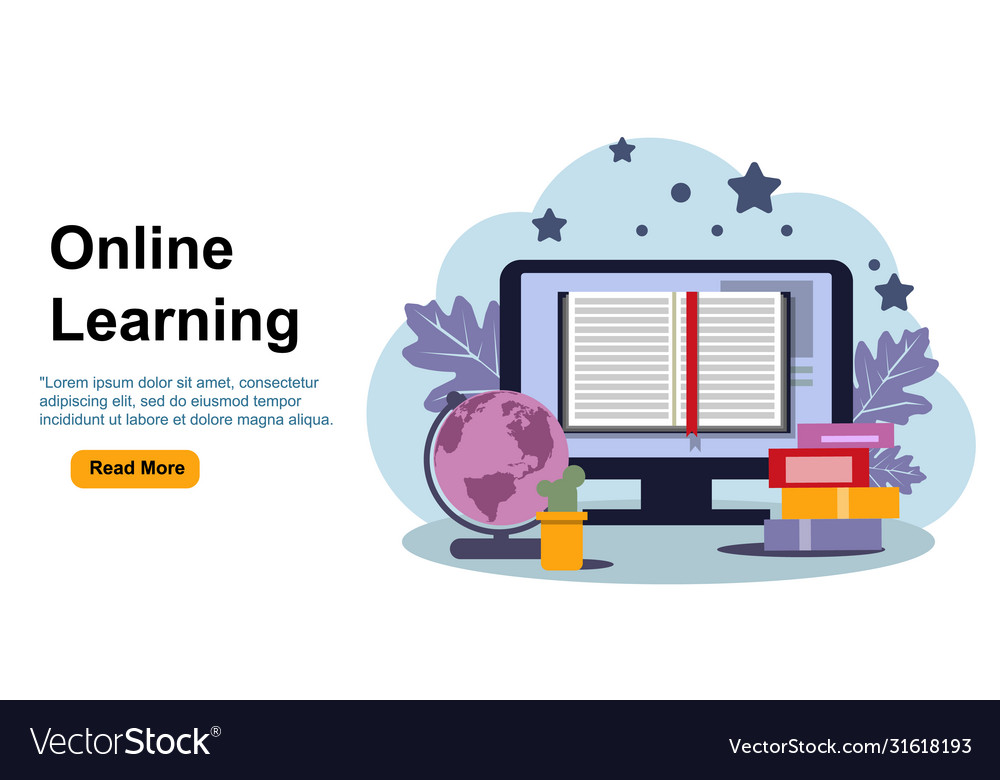 Education online learning landing page flat Vector Image