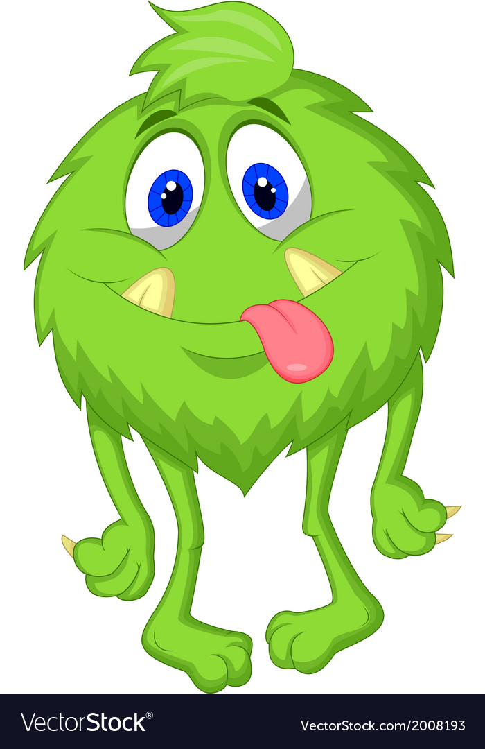 Hairy Green Monster Cartoon Royalty Free Vector Image