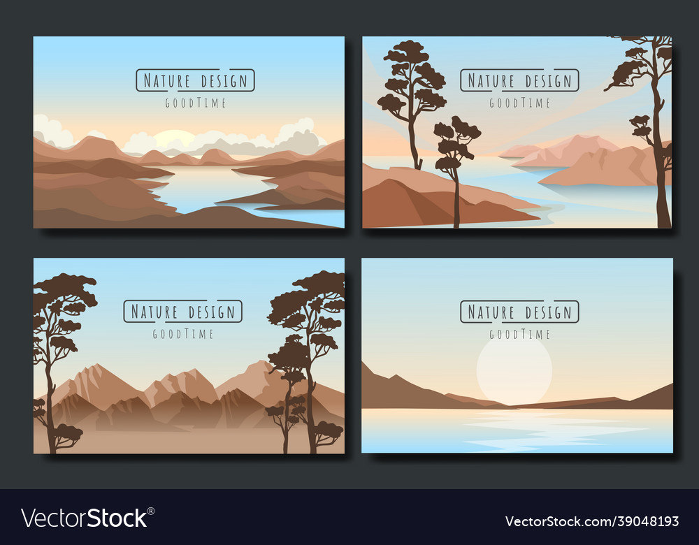 Mountain landscapes in a flat style