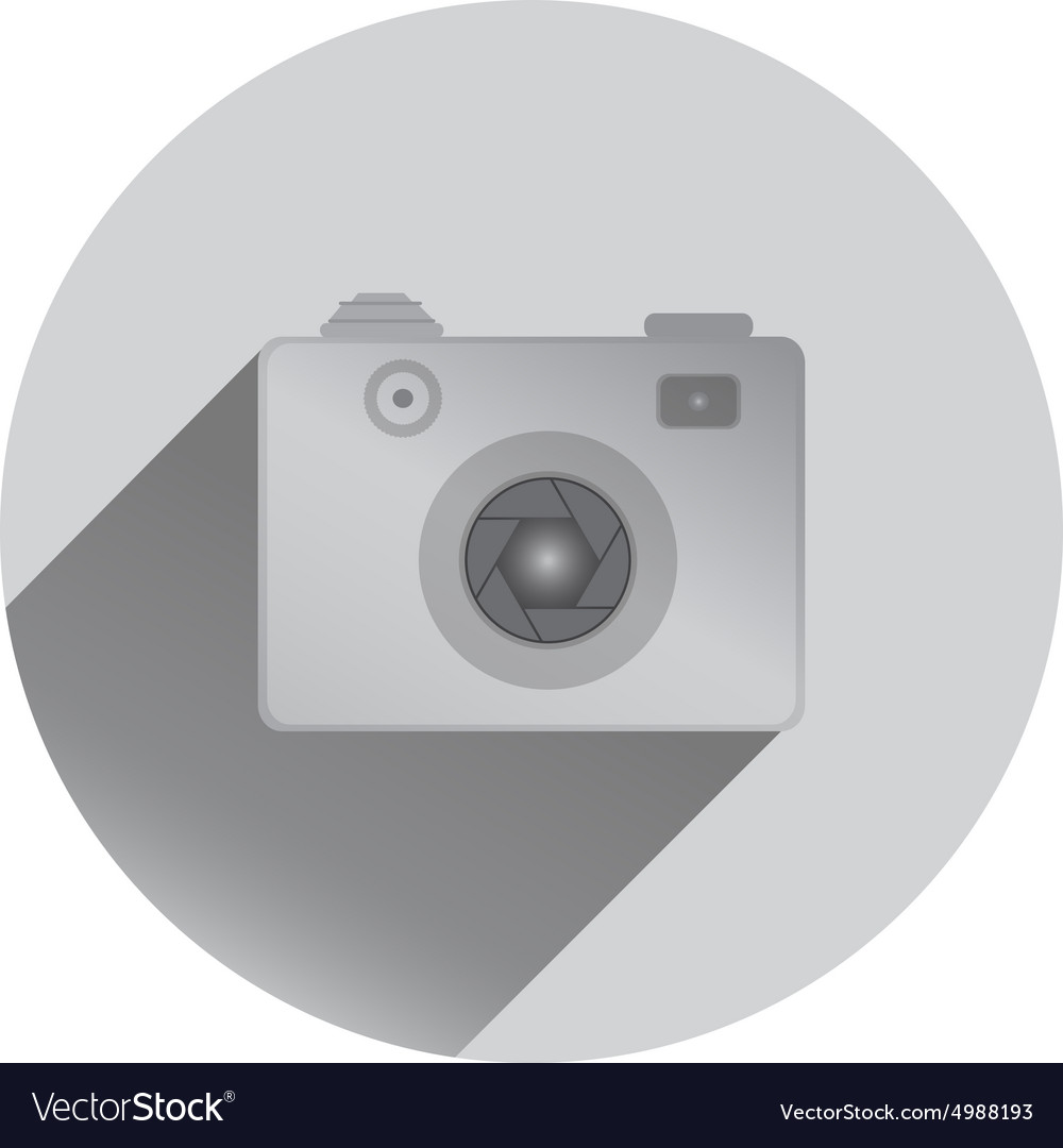 Retro camera icon with shadows flat design