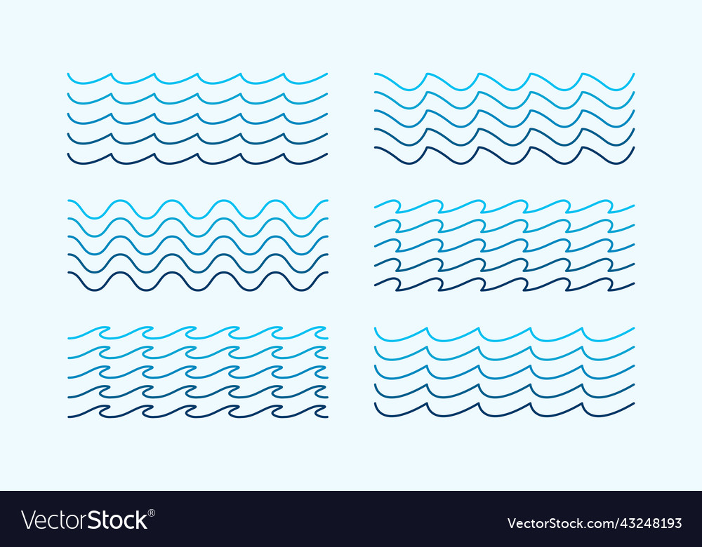 Sea waves patterns ocean set line style