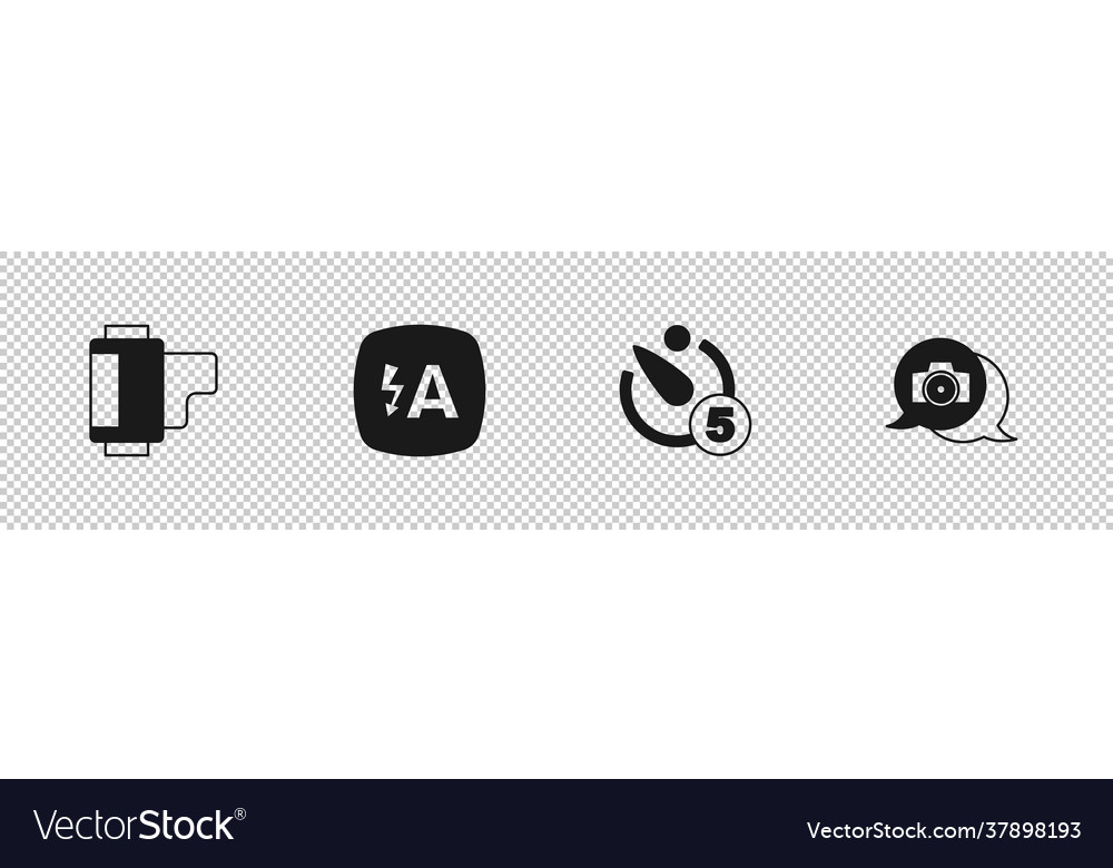 Set camera roll cartridge auto flash timer Vector Image Set camera roll cartridge auto flash timer