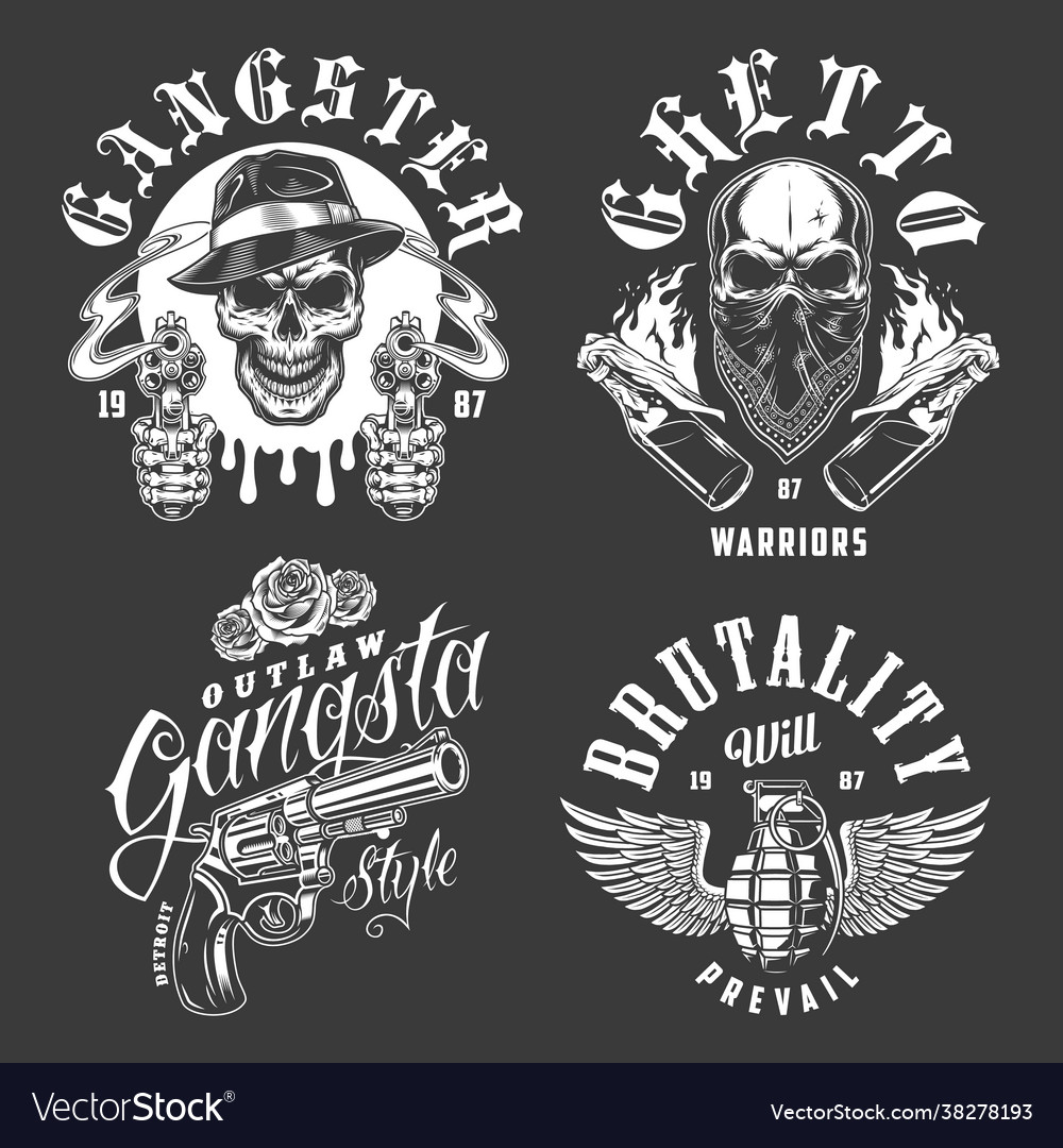 Set gangster emblems Royalty Free Vector Image