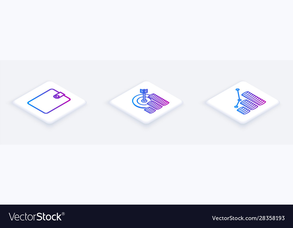 Set isometric line wallet target with coin symbol vector image Set isometric line wallet target with coin symbol