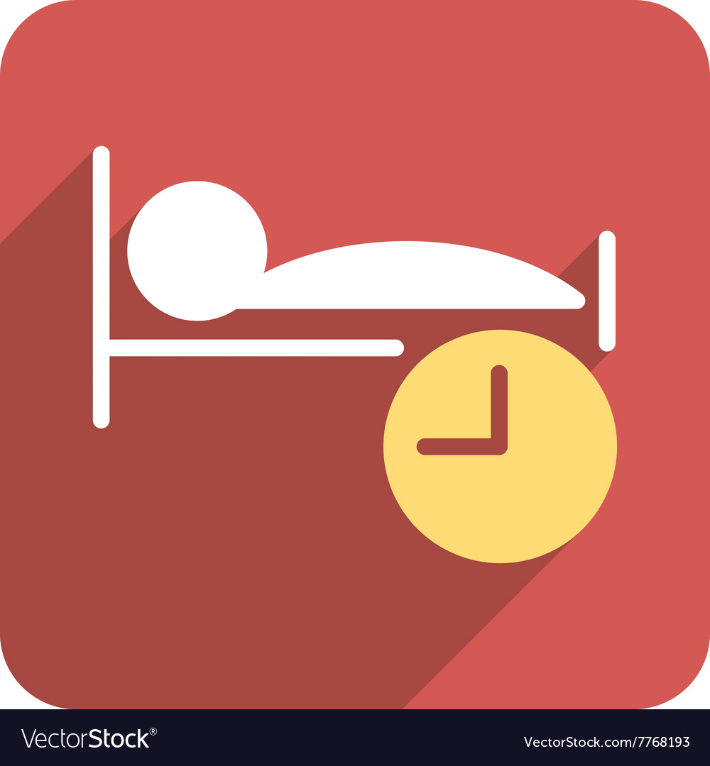 Sleep time flat rounded square icon with long