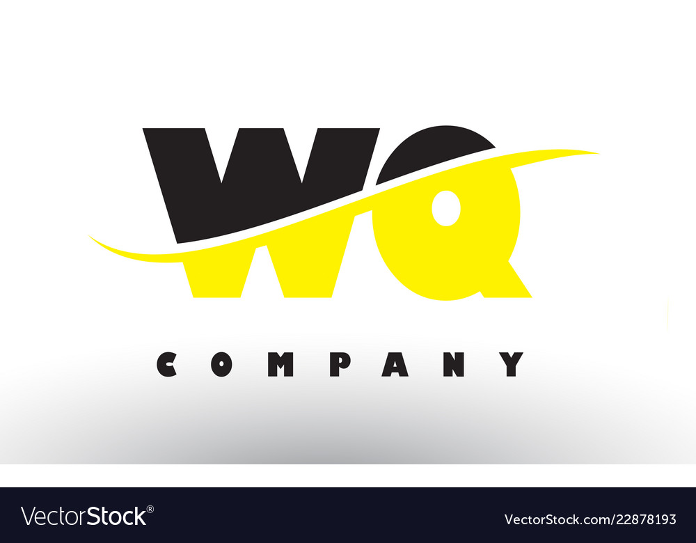 Wq w q black and yellow letter logo with swoosh