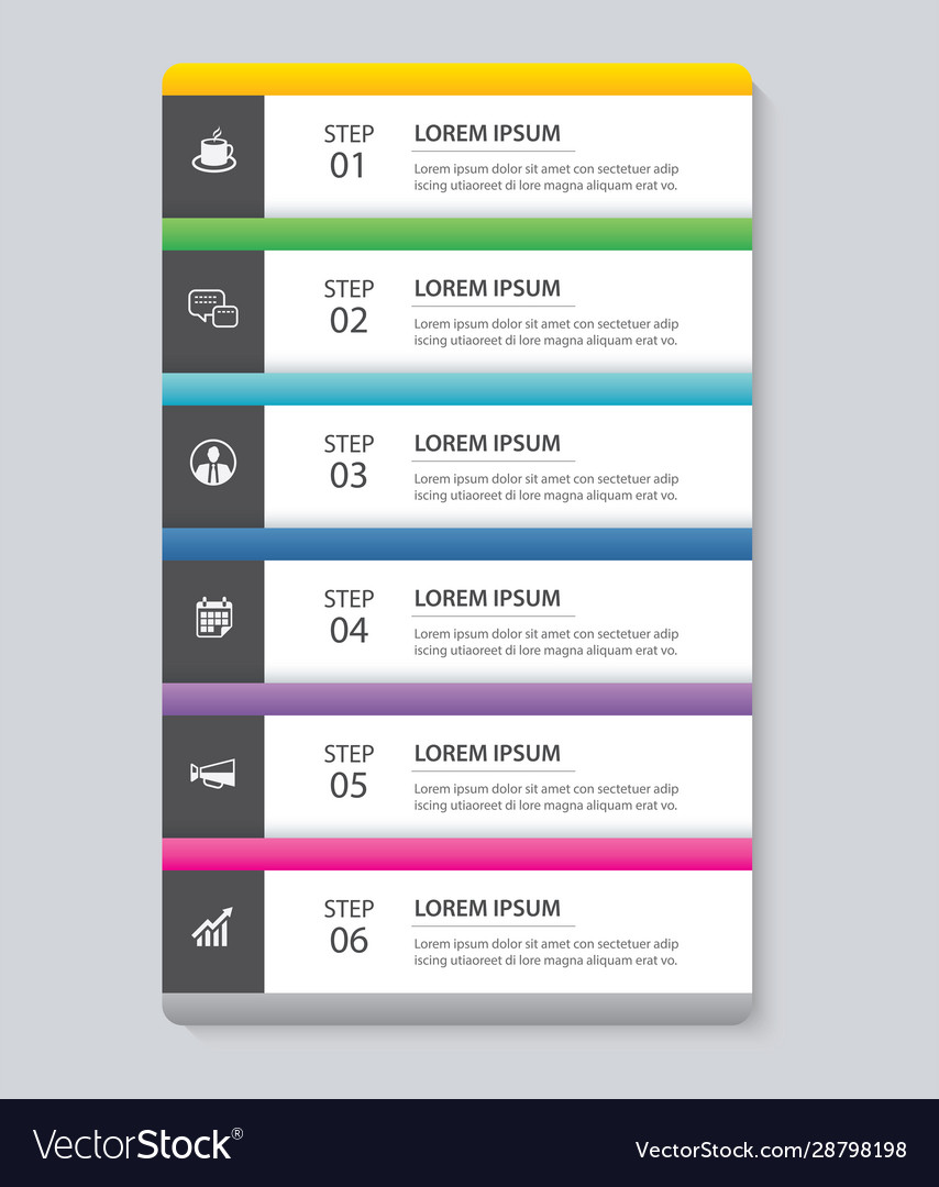 6 data infographics tab paper index template Vector Image