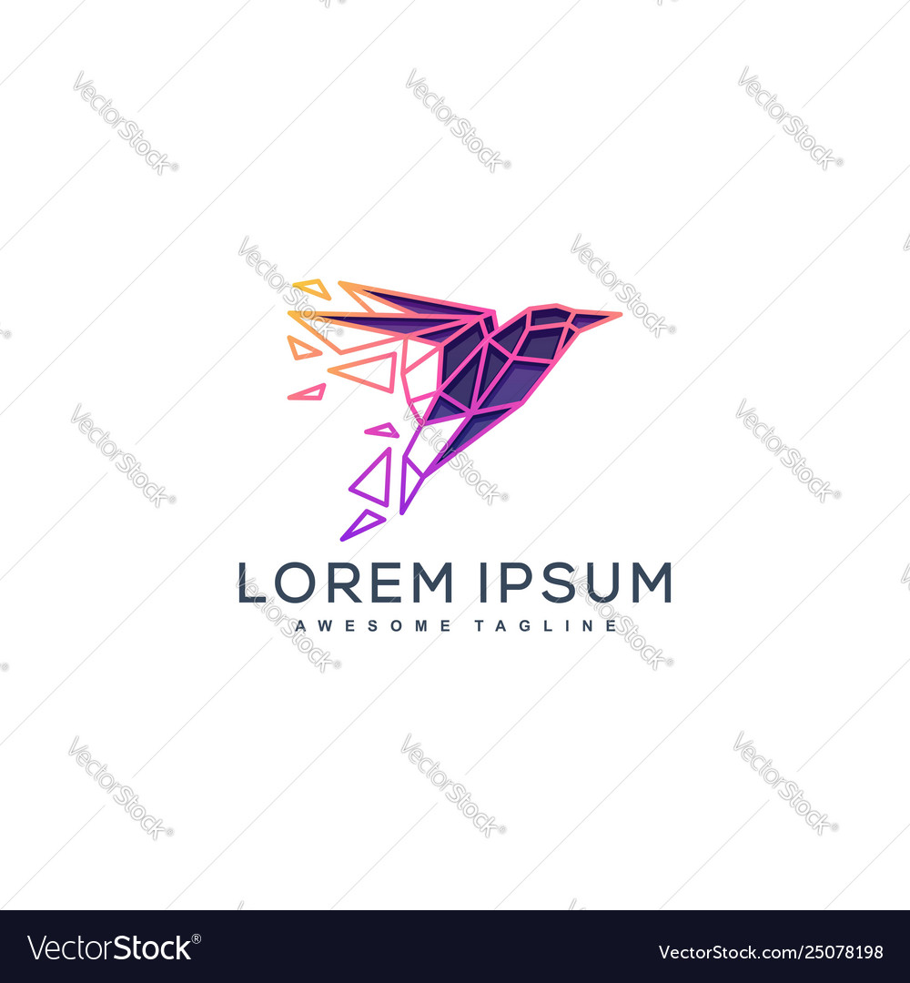 Bird line color concept design template Royalty Free Vector