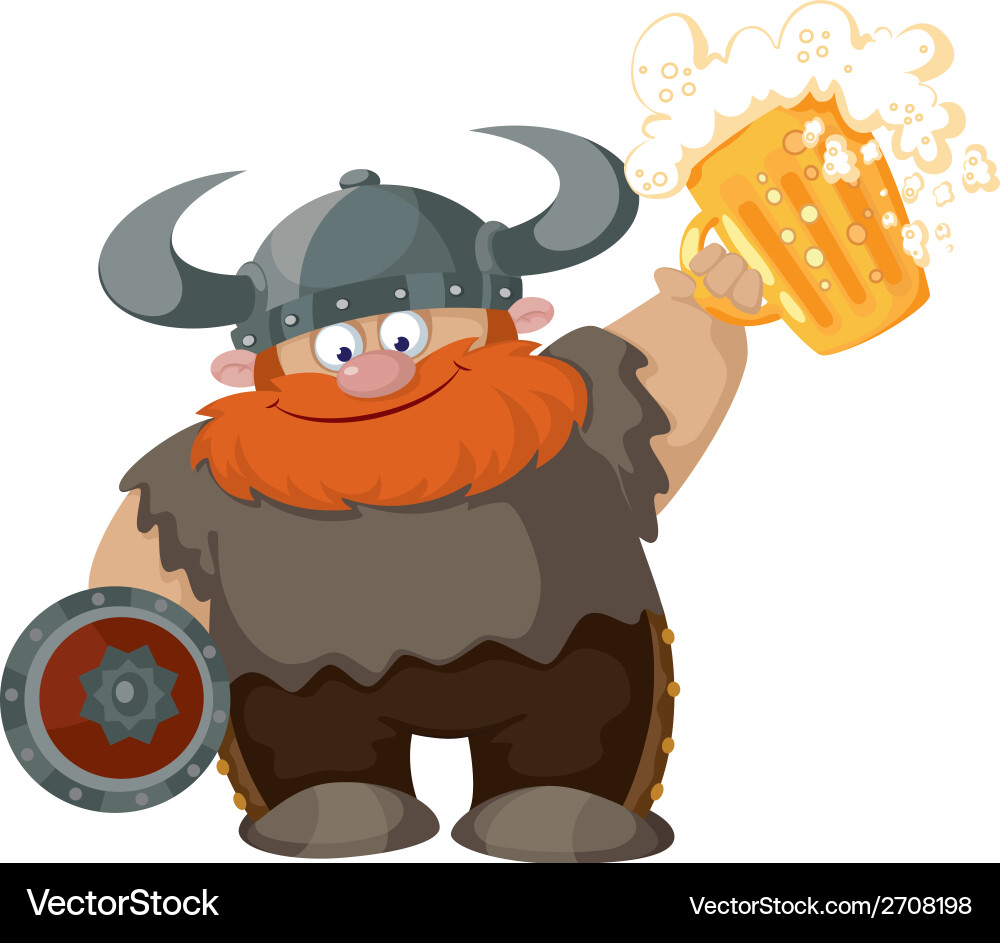 Cartoon viking with beer Royalty Free Vector Image
