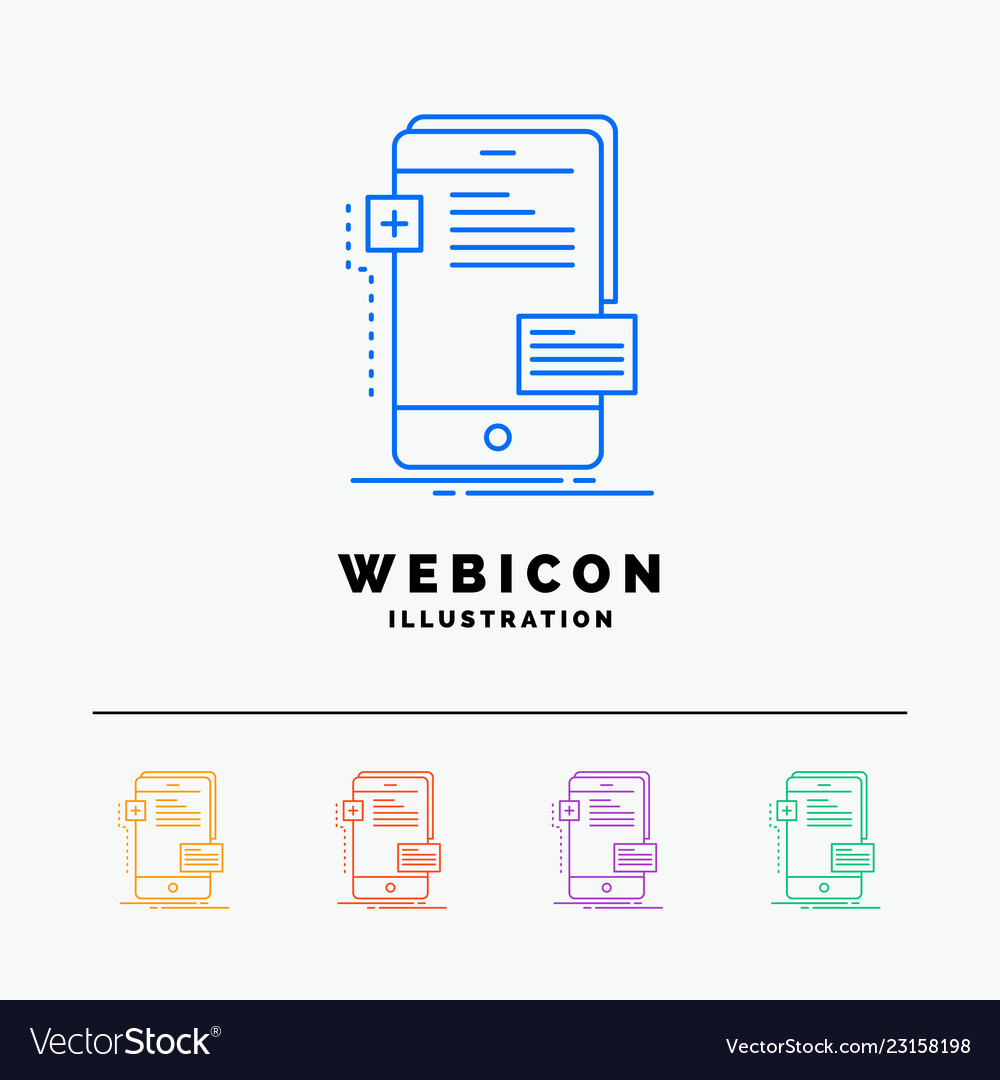 Frontend interface mobile phone developer 5 color vector image Frontend interface mobile phone developer 5 color