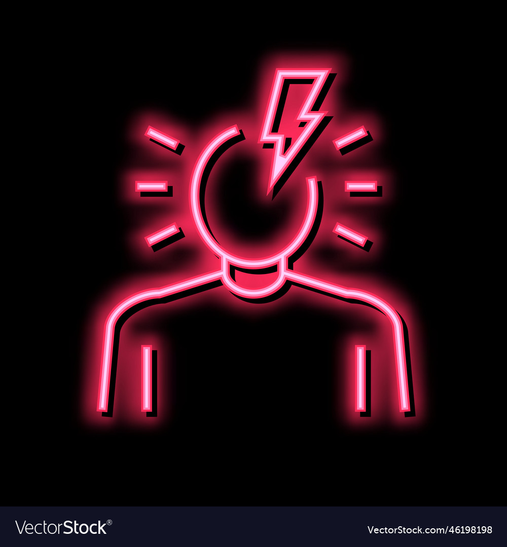 Headache disease symptom neon glow icon