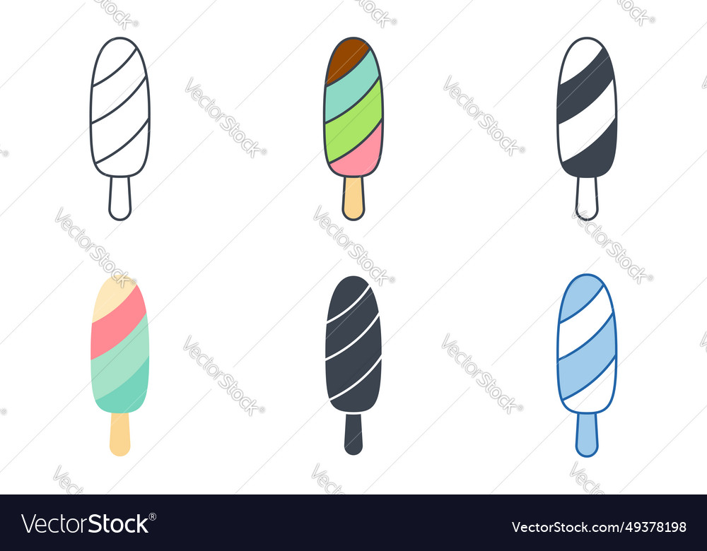 Ice pop icon collection with different styles vector image Ice pop icon collection with different styles