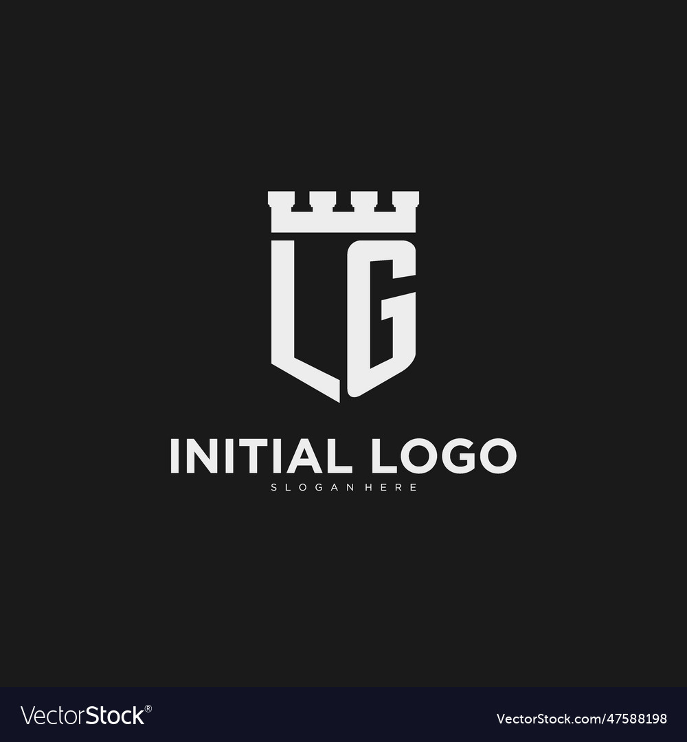 Initials lg logo monogram with shield Royalty Free Vector