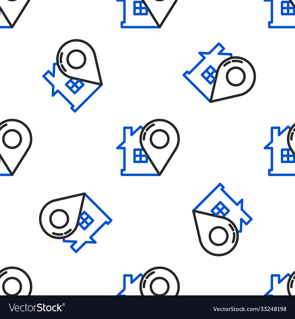 Line map pointer with house icon isolated seamless Vector Image Line map pointer with house icon isolated seamless