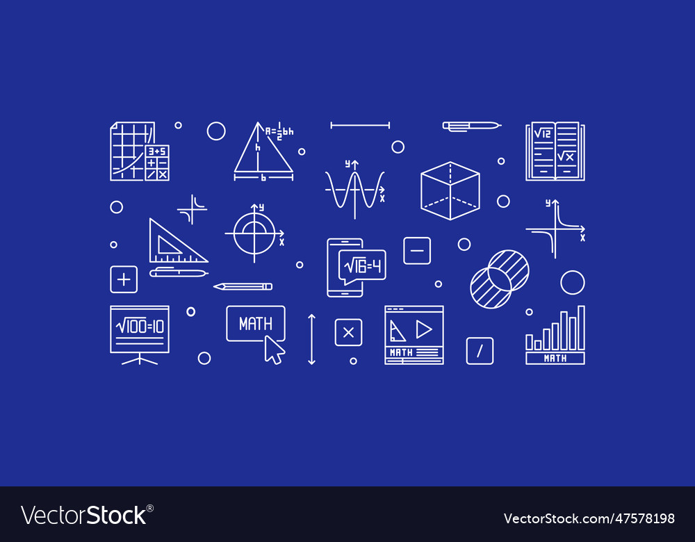 Mathematical sciences concept thin line Royalty Free Vector