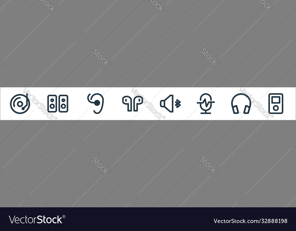 Music player interface line icons linear set vector image Music player interface line icons linear set