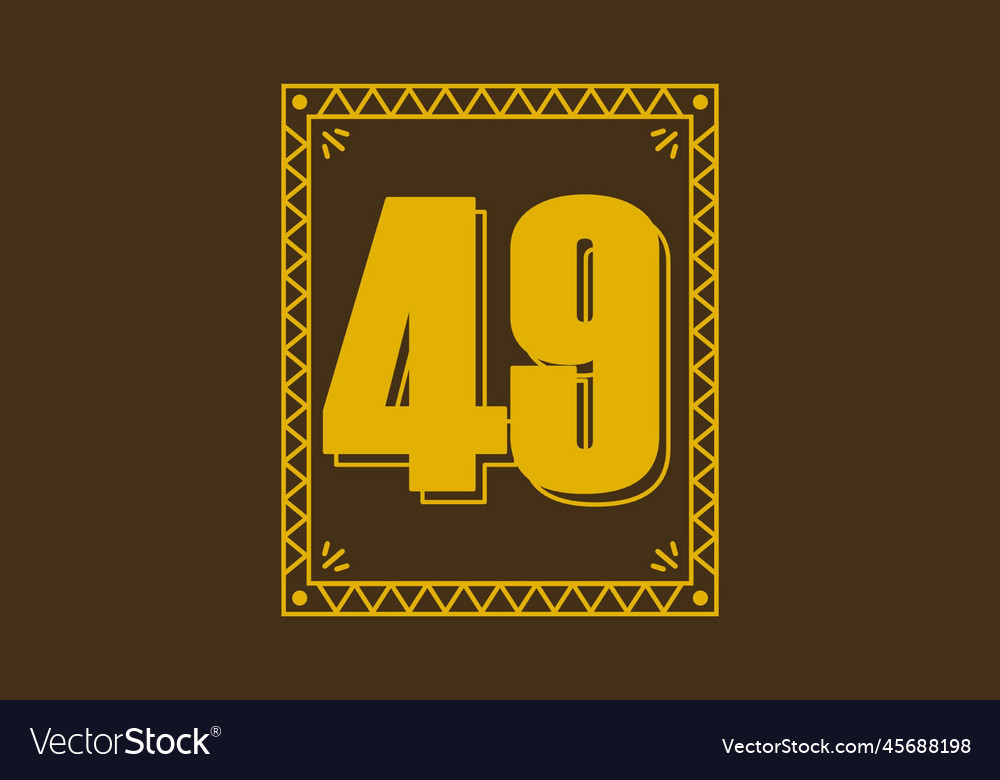 Number 49 in retro rectangle frame Vector Image Number 49 in retro rectangle frame