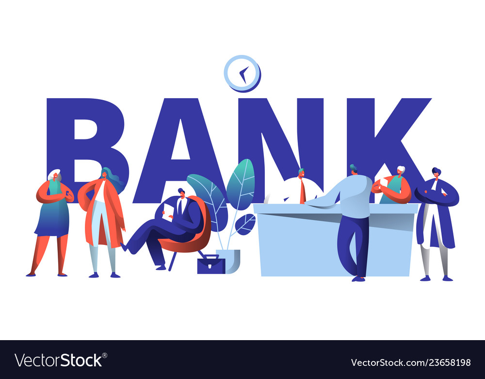 Online Bank Business Character Typography Banner Vector Image