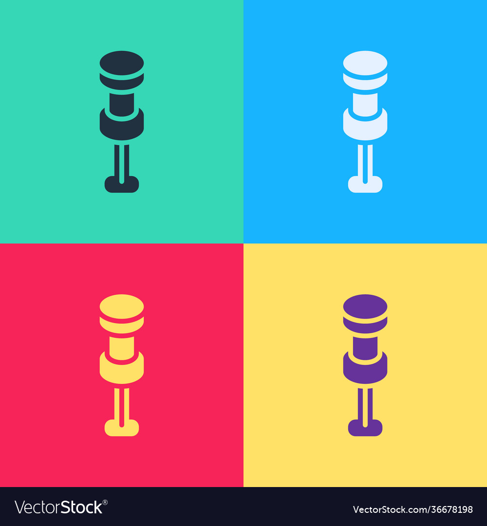 Pop art push pin icon isolated on color background vector image Pop art push pin icon isolated on color background