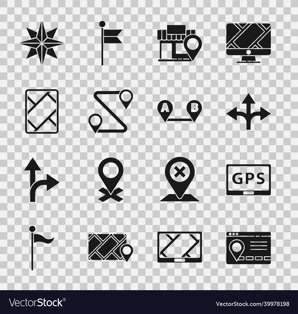 Set infographic of city map navigation gps device