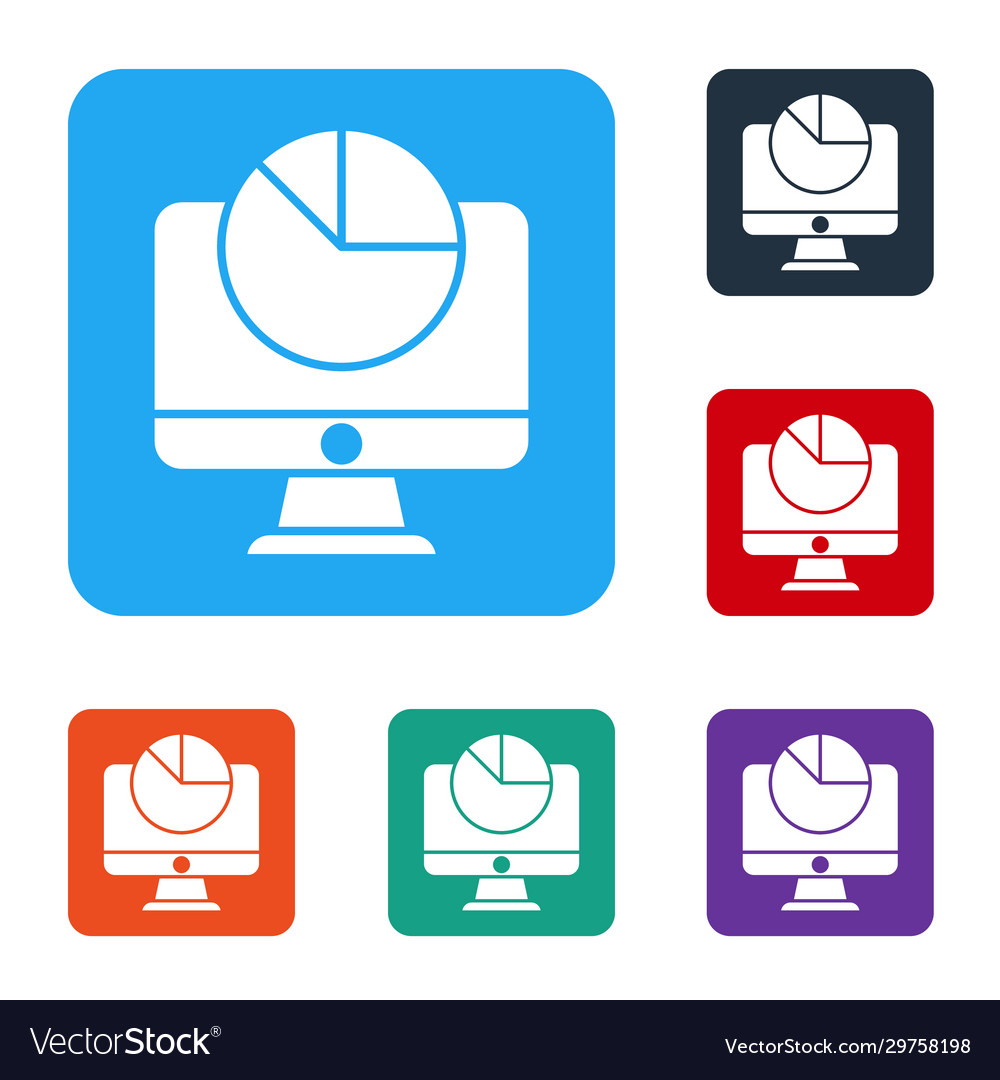 White computer monitor with graph chart icon
