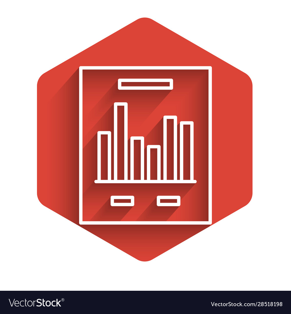White line document with graph chart icon isolated vector image White line document with graph chart icon isolated