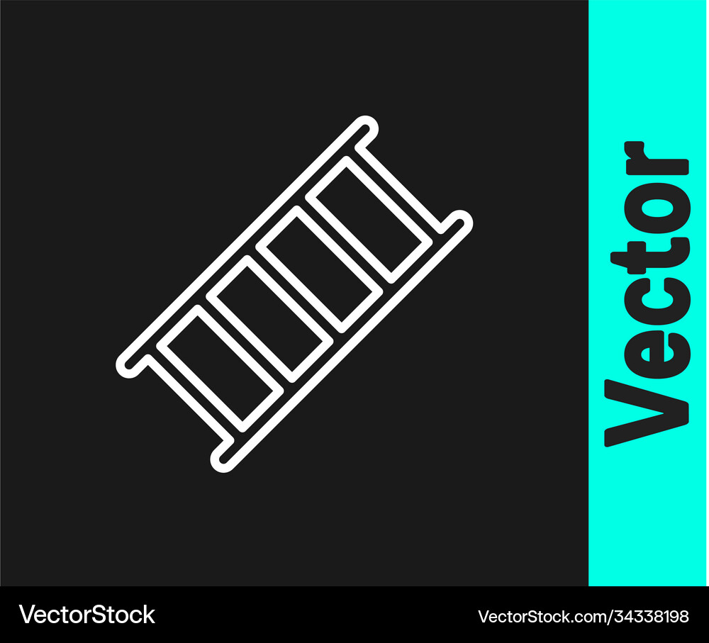 White line fire escape icon isolated on black Vector Image
