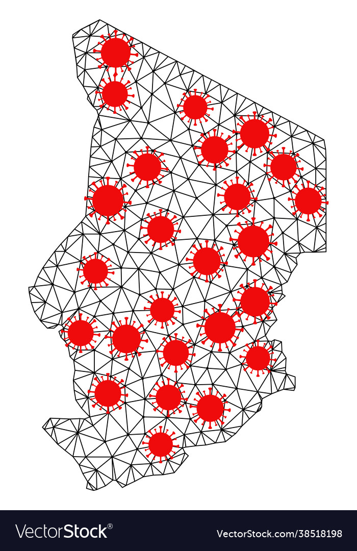 Wire frame polygonal map chad with red