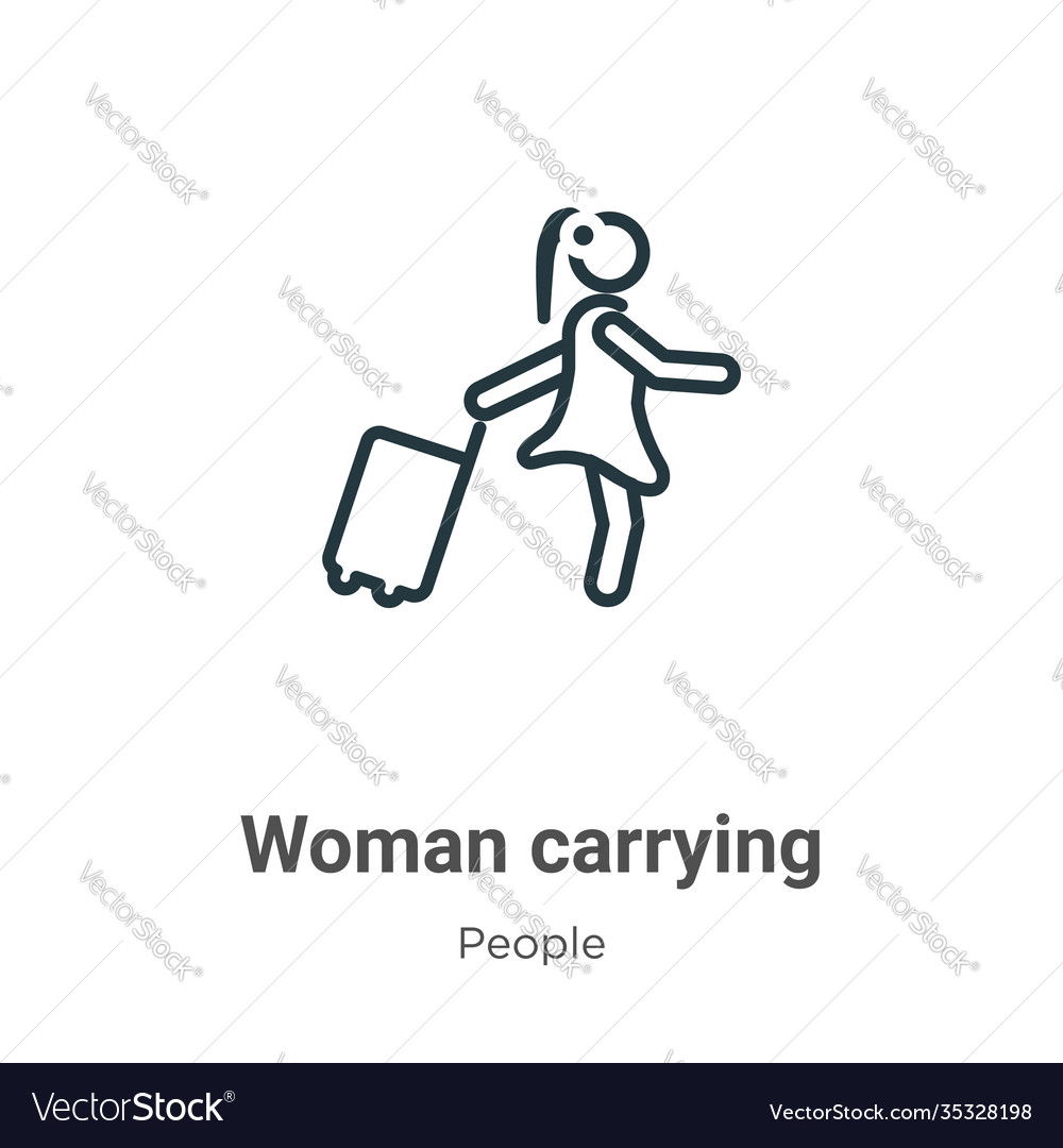 Woman carrying outline icon thin line black