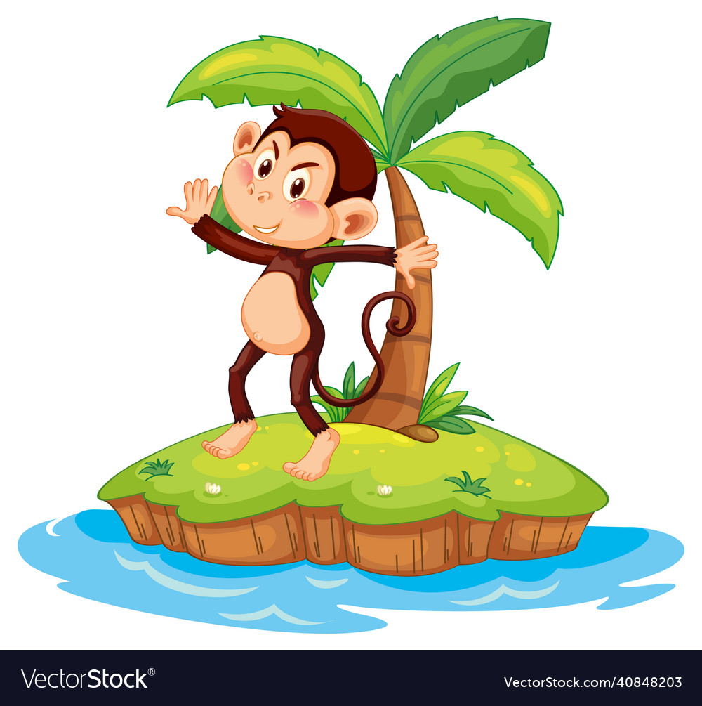 A monkey cartoon character on isolated island Vector Image