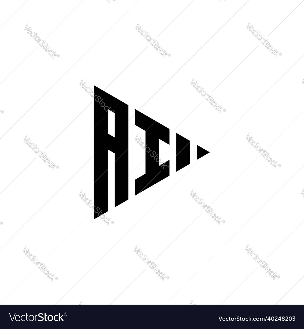 Ai logo monogram triangle shape play button Vector Image Ai logo monogram triangle shape play button