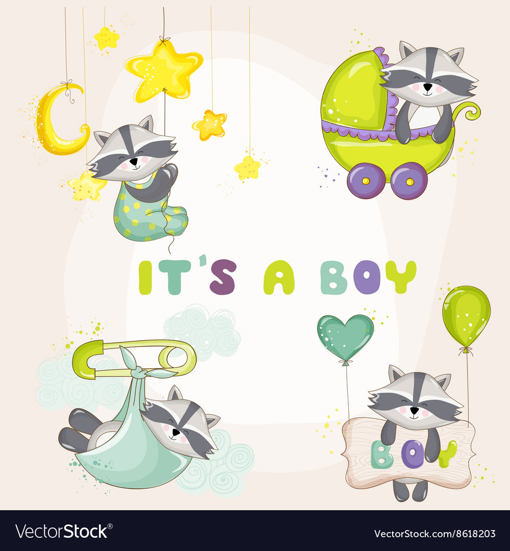 Download Baby Racoon Set - for Baby Shower Card Royalty Free Vector